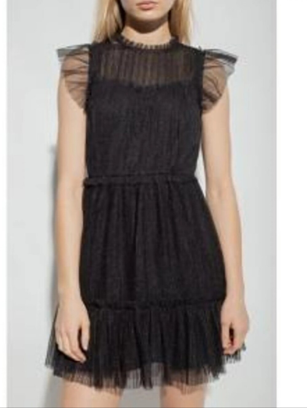 AllSaints Black Sparkle Tiered Tulle Dress Size 8 - Picture 2 of 13